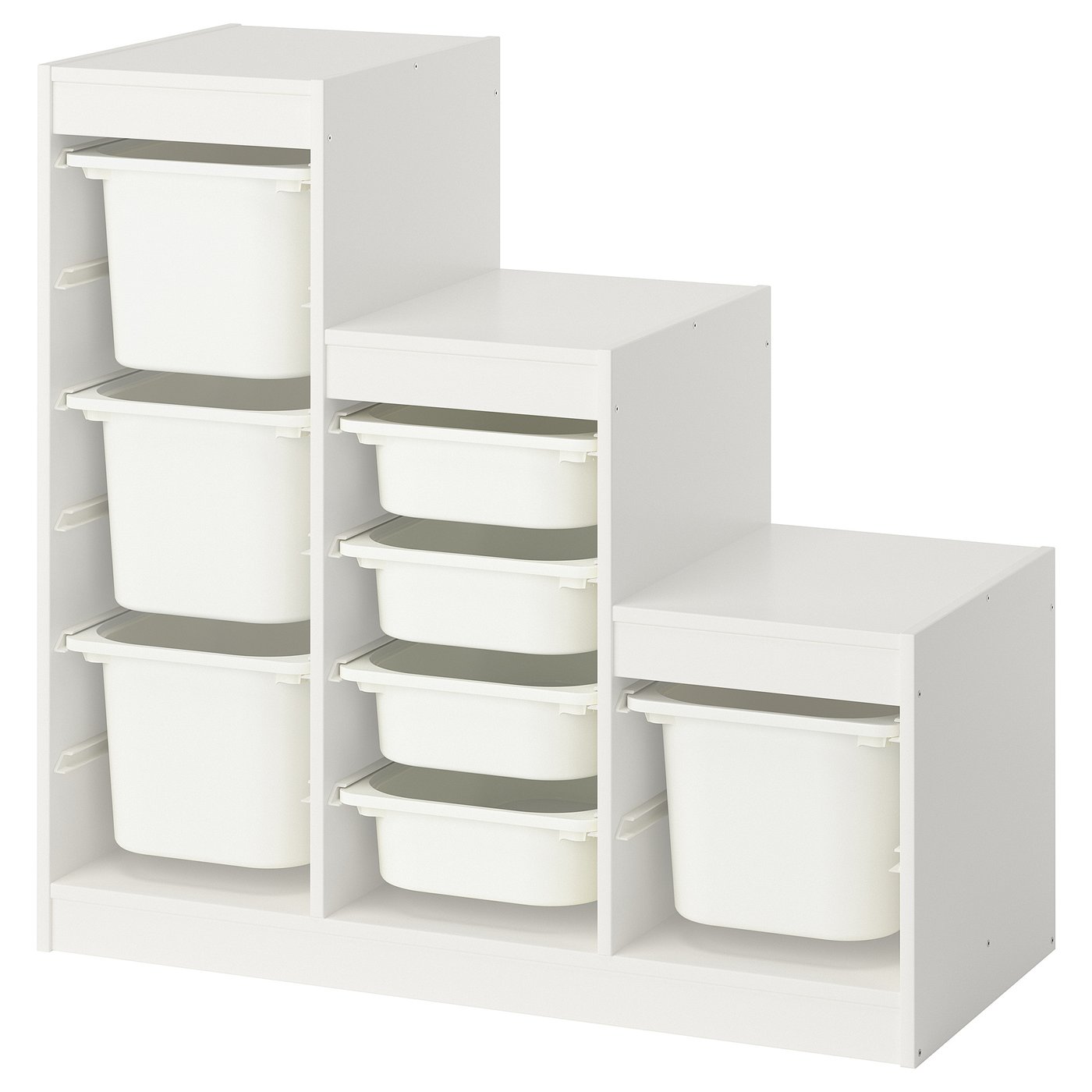 TROFAST storage combination with boxes, white/white, 99x44x94 cm