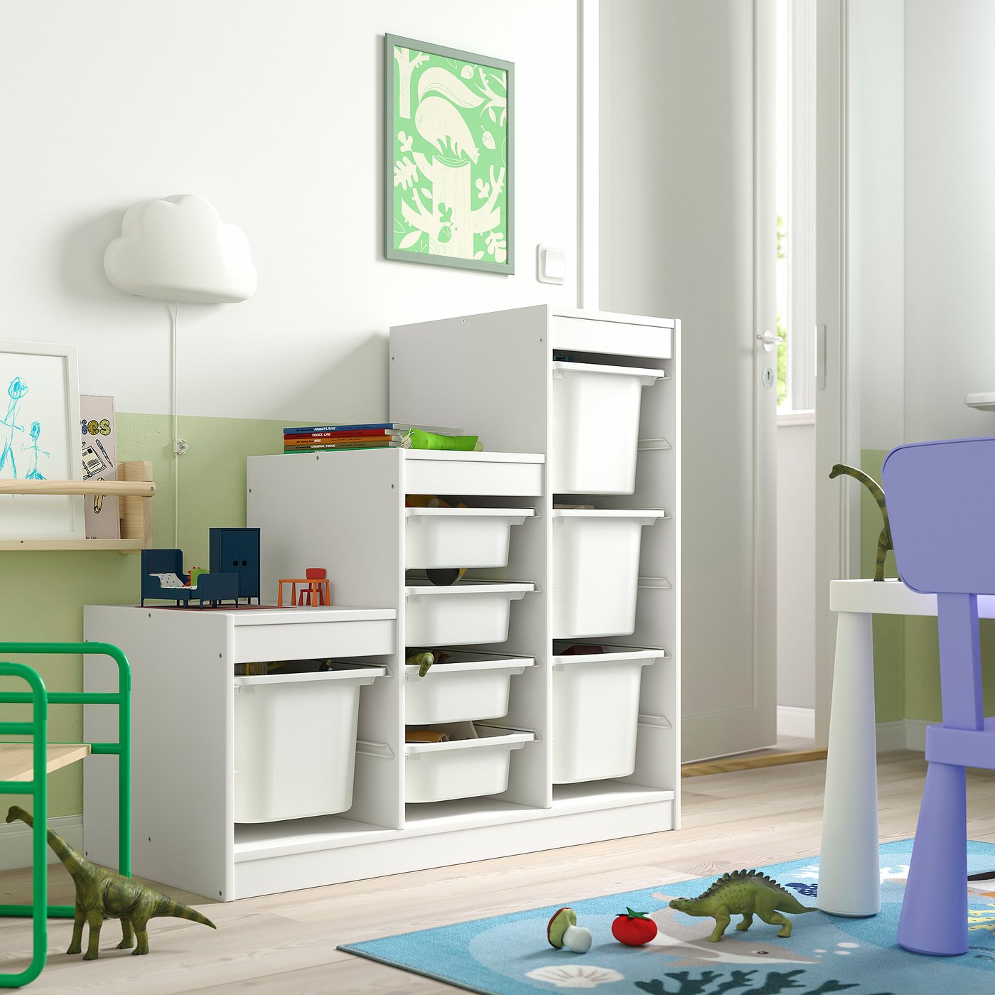 TROFAST storage combination with boxes, white/white, 99x44x94 cm