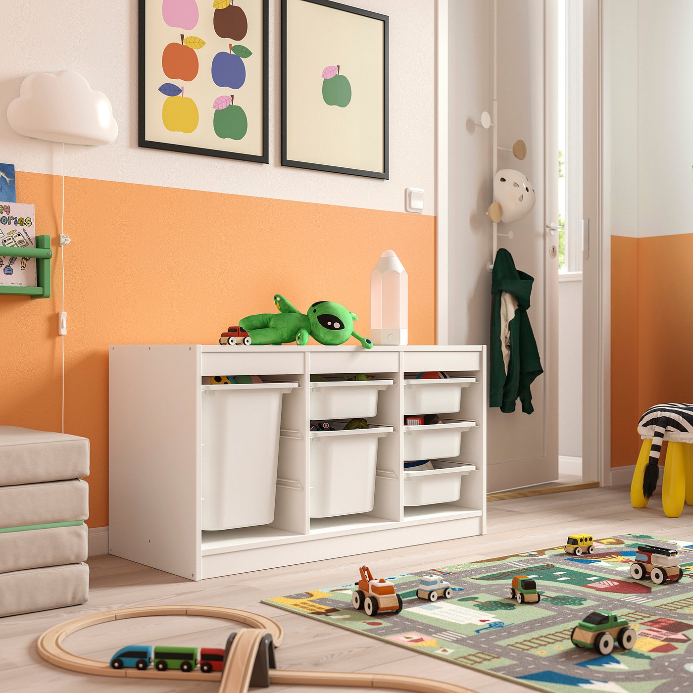 TROFAST storage combination with boxes, white/white, 99x44x56 cm