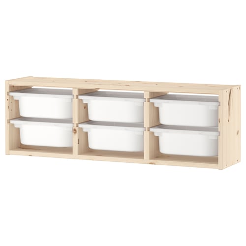 TROFAST wall storage, light white stained pine/white, 93x21x30 cm (365