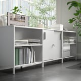 TROTTEN Cabinet with sliding doors, white, 31 1/2x21 5/8x29 1/2 "
