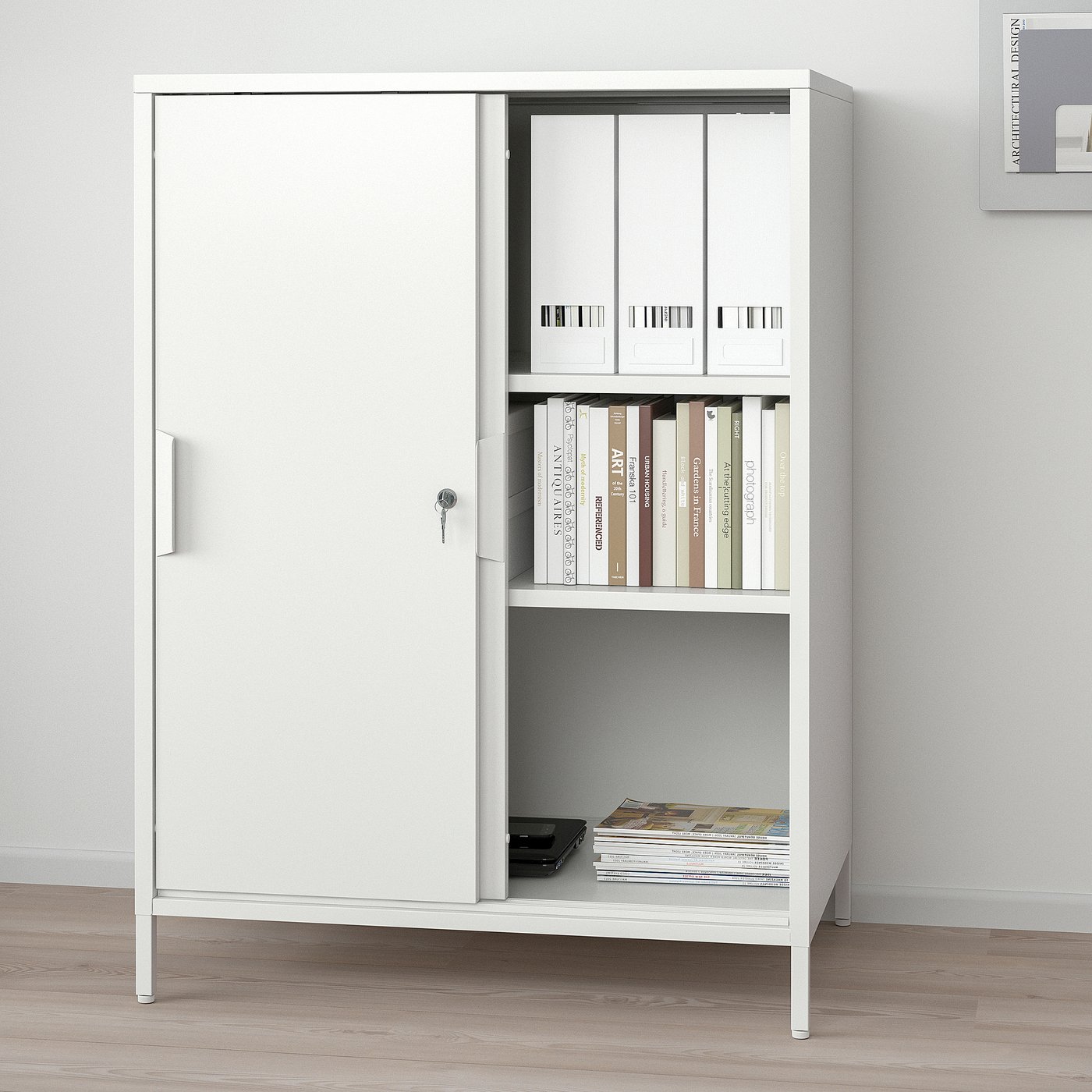 TROTTEN cabinet with sliding doors, white, 80x55x110 cm (311/2x215