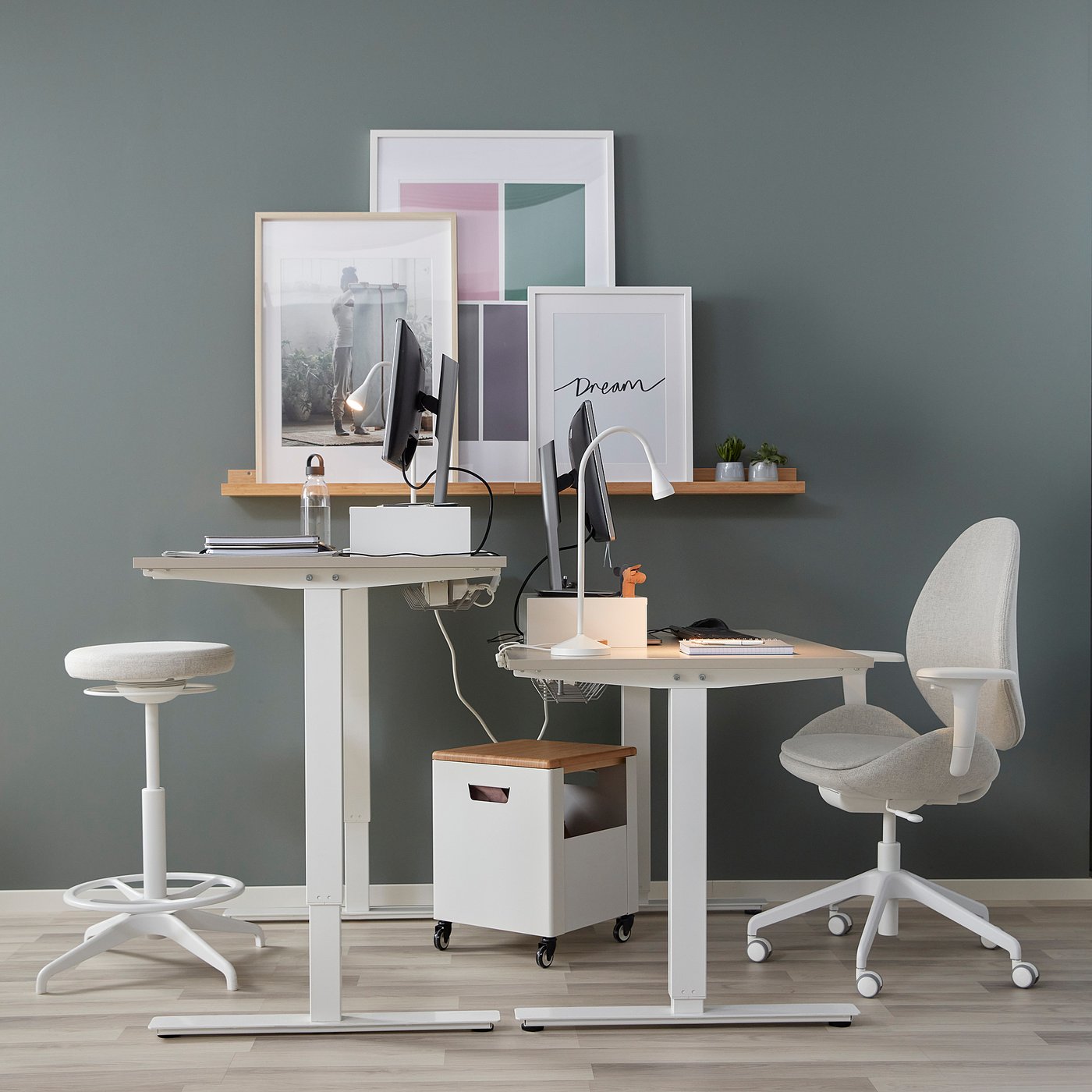 TROTTEN desk sit/stand, beige/white, 120x70 cm (471/4x271/2