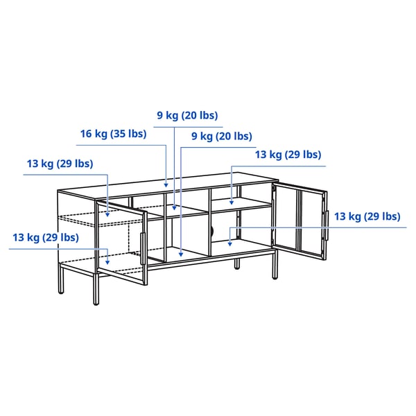 TULLSTORP TV bench, gray, 44 7/8x13 3/4x20 7/8 "