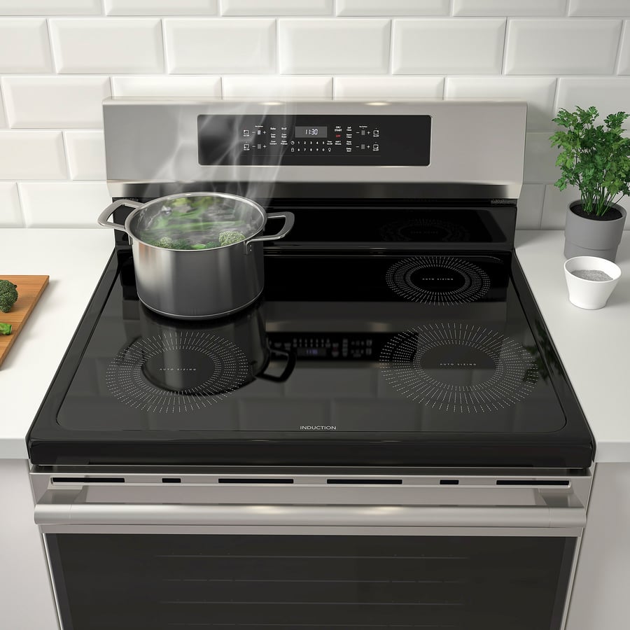 TVÄRSÄKER range with induction cooktop, Stainless steel IKEA CA