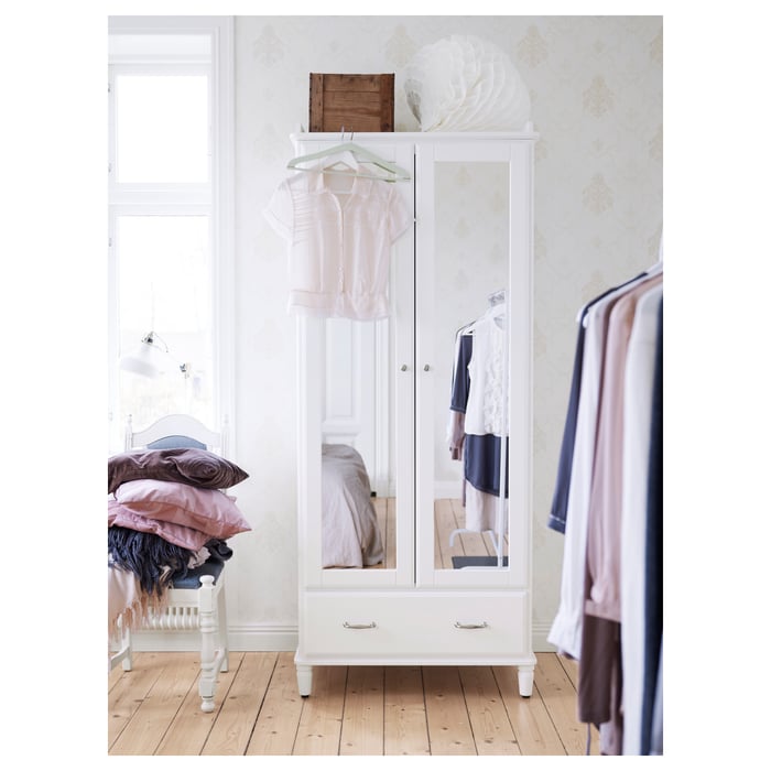 TYSSEDAL wardrobe, white/mirror glass, 88x58x208 cm (345/8x227/8x817/8") IKEA CA