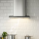 UNDANTAG Wall mounted range hood, Stainless steel/glass