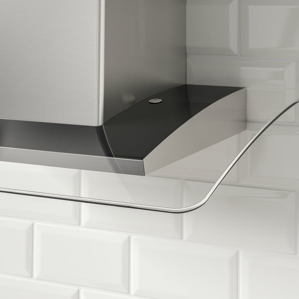 UNDANTAG Wall mounted range hood, Stainless steel/glass