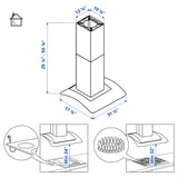 UNDANTAG Wall mounted range hood, Stainless steel/glass