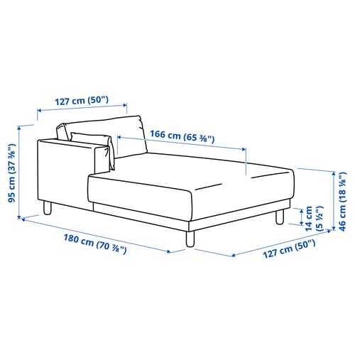 UPPÅKRA Chaise lounge module, with armrest left/Johanneshov brown-beige