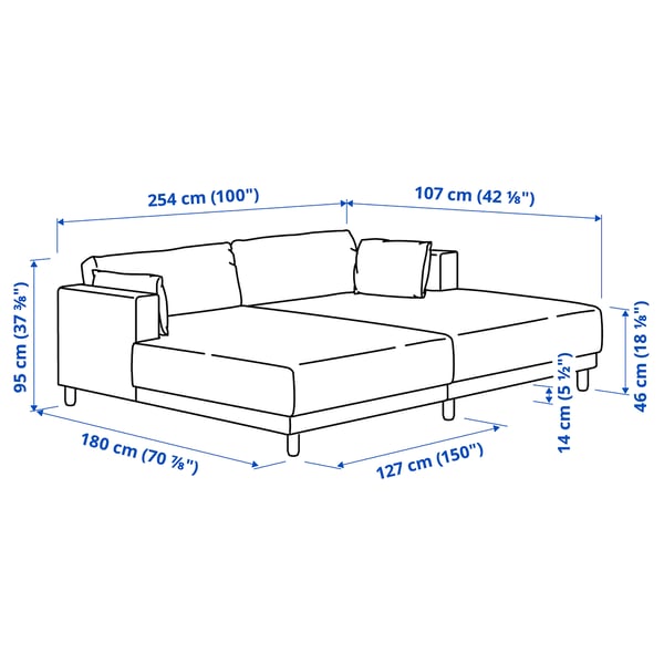 UPPÅKRA Sectional, 3-seat, with chaise/Axvall dark gray-blue