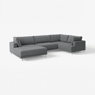 UPPÅKRA U-shaped sofa, 4,5-seat, with chaise, left/Johanneshov dark gray