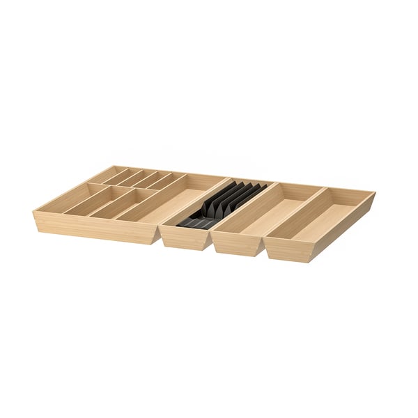 UPPDATERA Cutl tray/utsl trays/tr w knife rck, anthracite/light bamboo, 32x19 1/2 "