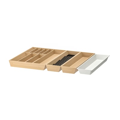 UPPDATERA Cutlery+utsl trays/tray w spice rck, anthracite/light bamboo, 26x19 1/2 "