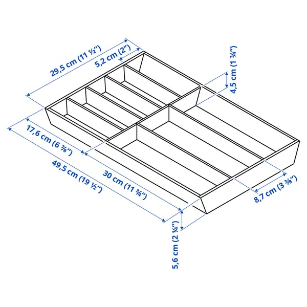 UPPDATERA Flatware tray, light bamboo, 12x19 ½ "