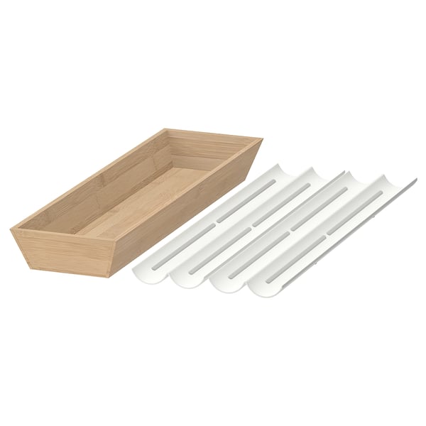 UPPDATERA Utensil tray/spice rack, white/bamboo, 14x19 ½ "