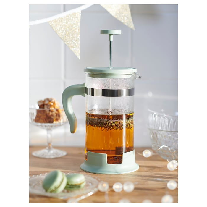 UPPHETTA French press coffee maker, glass/stainless steel light green