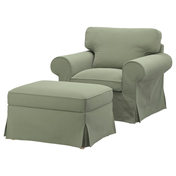 UPPLAND armchair and footstool, Hakebo graygreen IKEA CA