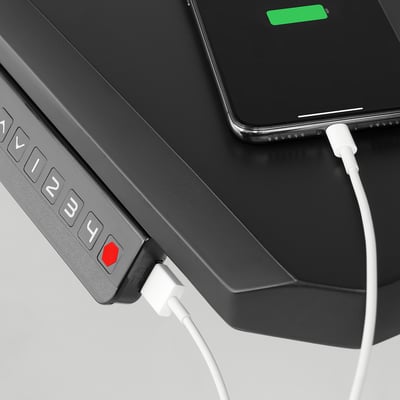 UPPSPEL / GRUPPSPEL Gaming desk and chair, black/Grann black, 70 7/8x31 1/2 "