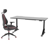 UPPSPEL / GRUPPSPEL Gaming desk and chair, black/gray, 70 7/8x31 1/2 "
