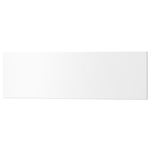 A white rectangular drawer front. It has a smooth lacquered finish and is made from fibreboard.