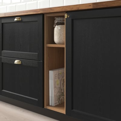 VADHOLMA Open storage, brown/stained ash, 9x14 3/8x30 "