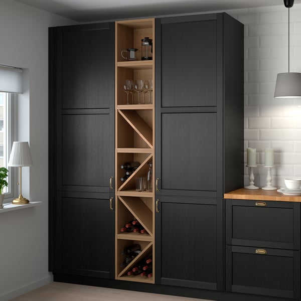 VADHOLMA Wine shelf, brown/stained ash, 15x14 3/8x15 "