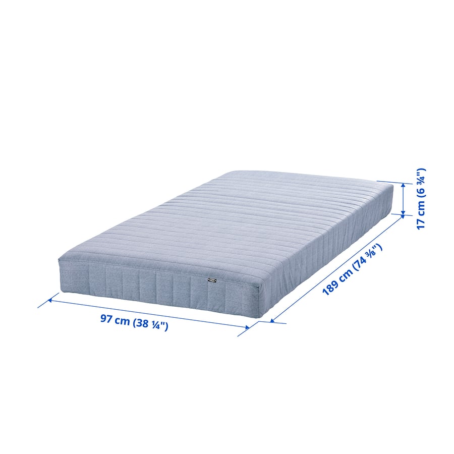 VADSÖ spring twin mattress, firm/light blue IKEA CA