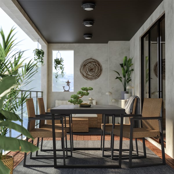 VÄRMANSÖ Table and 4 chairs, outdoor, dark gray/brown, 63 3/8 "