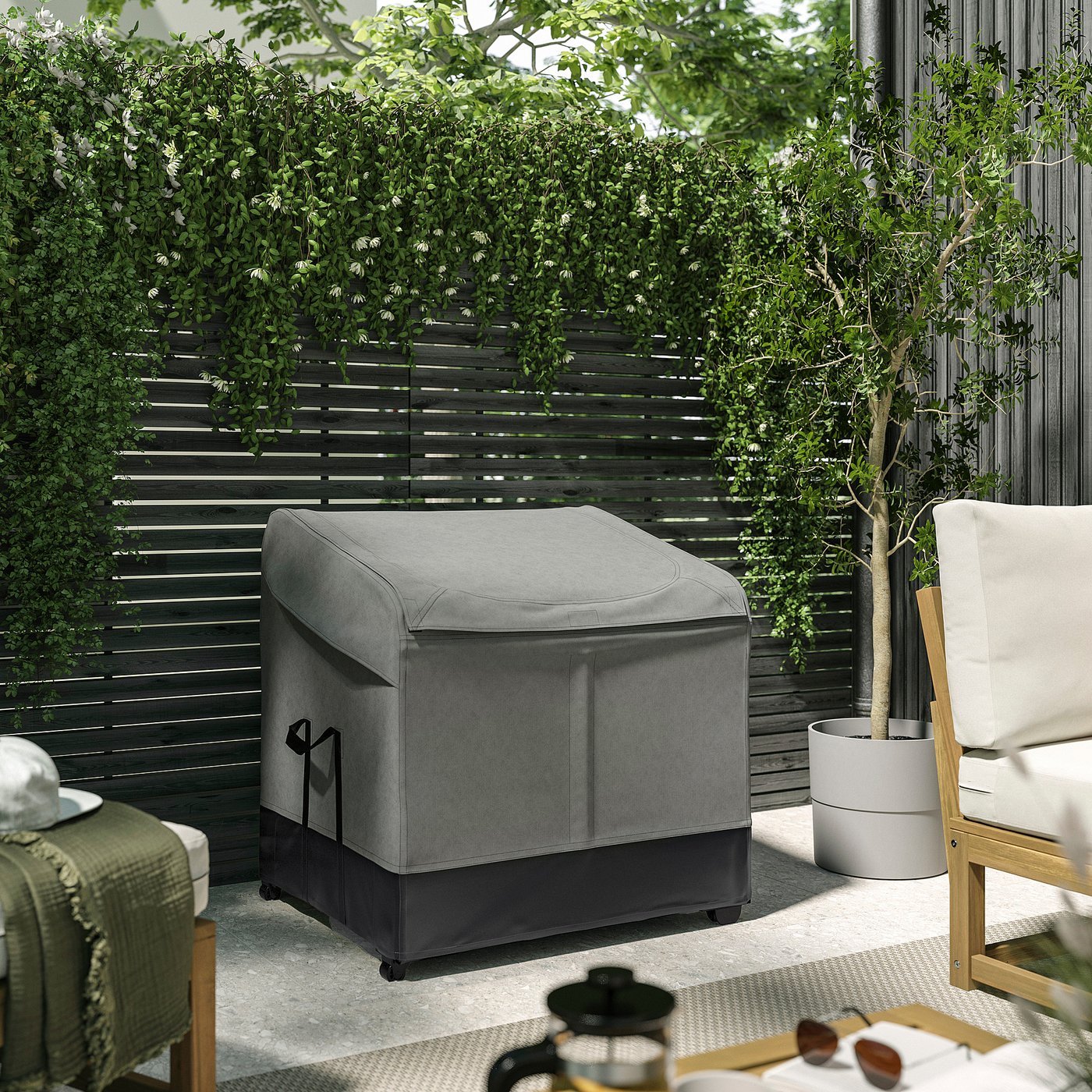 VÄTTERSÖ storage box, outdoor, dark gray, 78x72x79 cm (303/4x283
