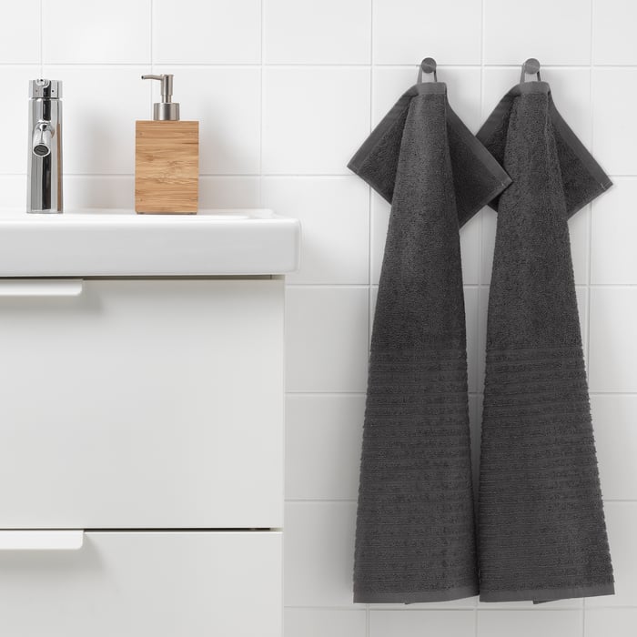 VÅGSJÖN Hand towel, dark gray, 40x70 cm (16x28") IKEA CA