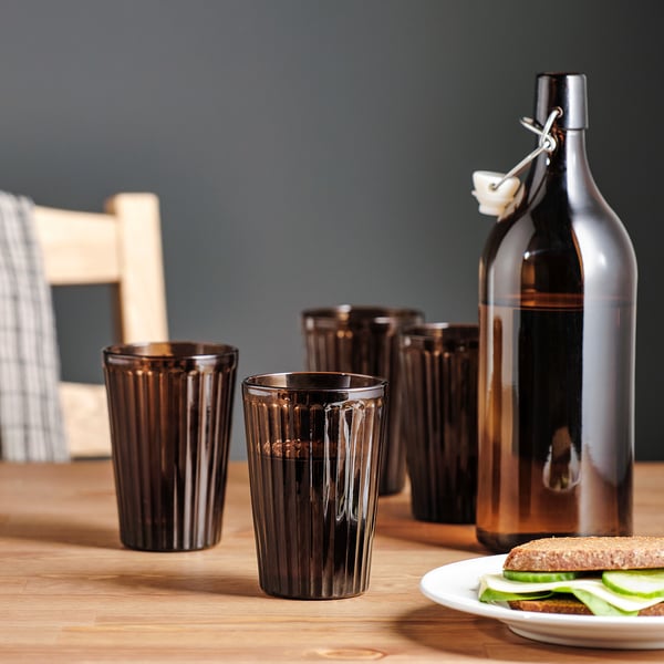 VARDAGEN Glass, brown, 10 oz