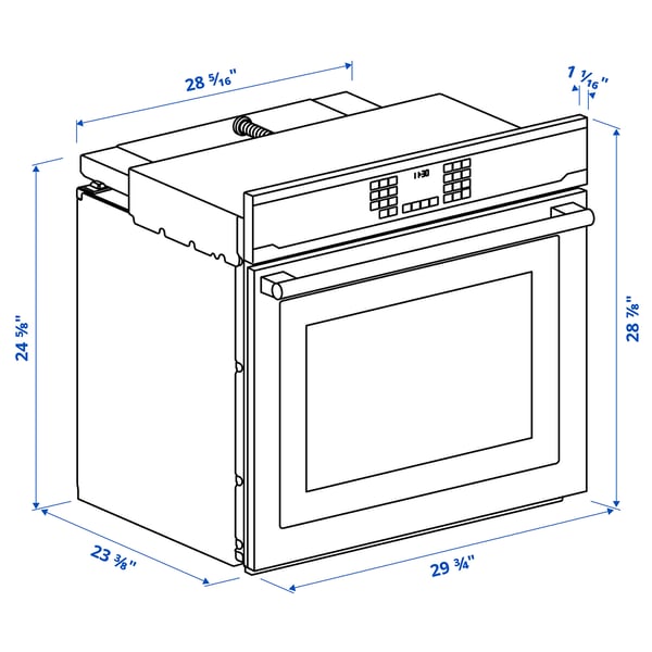 VASKARBO Wall oven with true conv+self-clean, Stainless steel