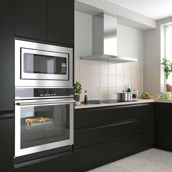 VASKARBO Wall oven with true conv+self-clean, Stainless steel
