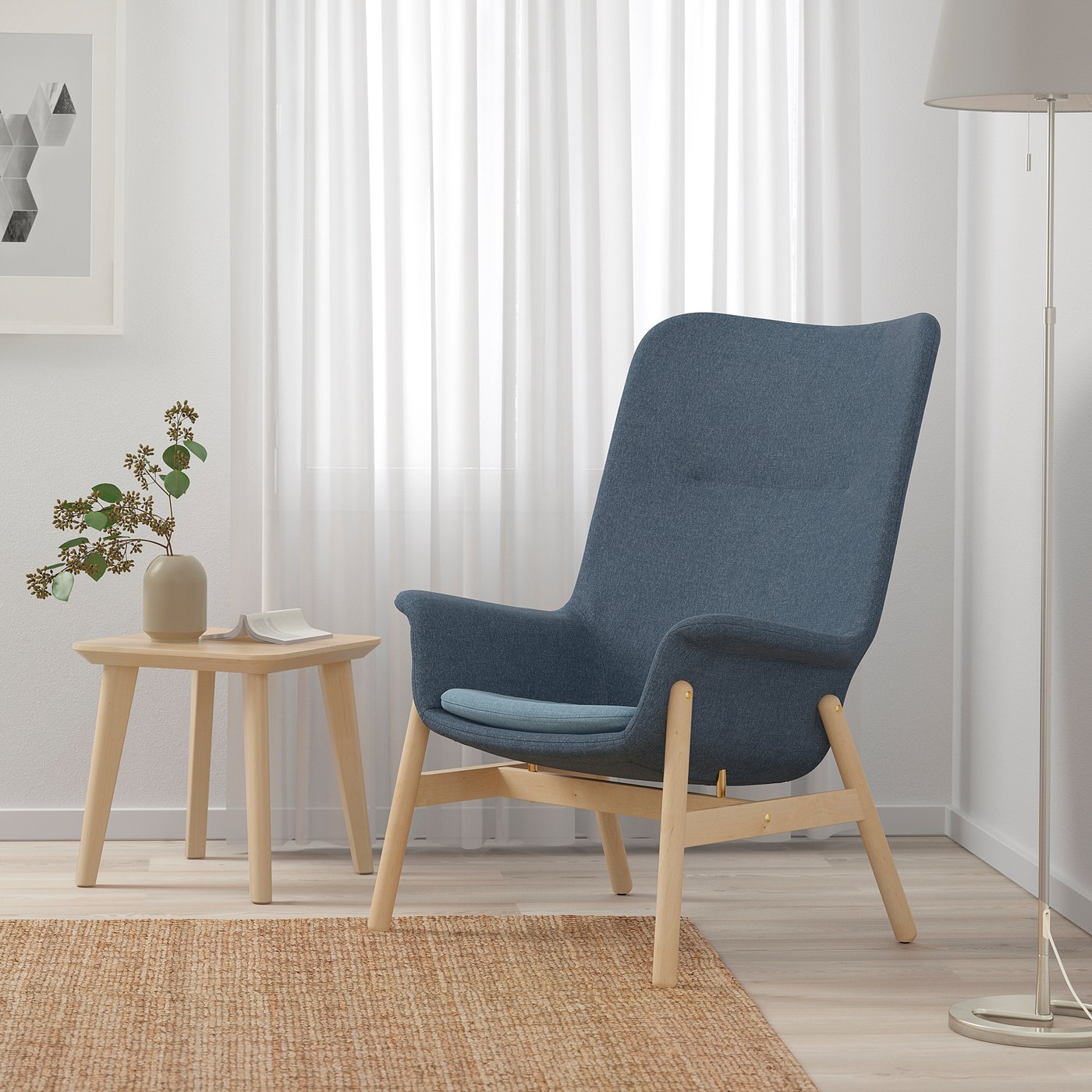 VEDBO armchair high, Gunnared blue - IKEA CA