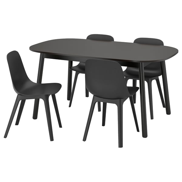 VEDBO / ODGER table and 4 chairs, black/anthracite, 160x95 cm (63x373/8