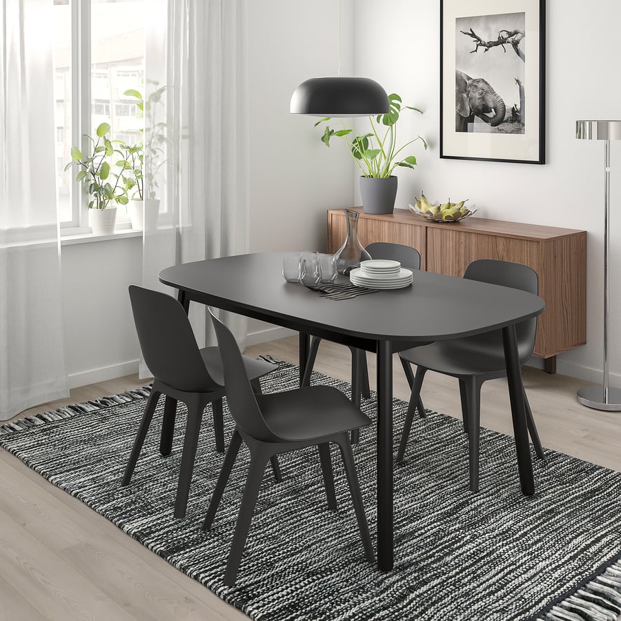 VEDBO / ODGER table and 4 chairs, black/anthracite, 160x95 cm (63x373/8