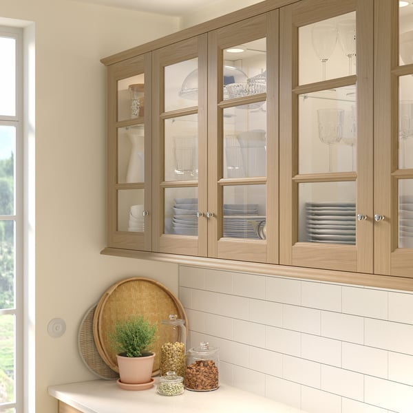 VEDHAMN Glass door, oak, 18x30 "