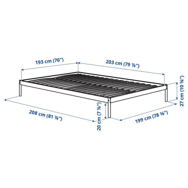 VEVELSTAD Bed frame, white, King