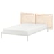 VEVELSTAD Bed frame with 2 headboards, white/Tolkning rattan, Full