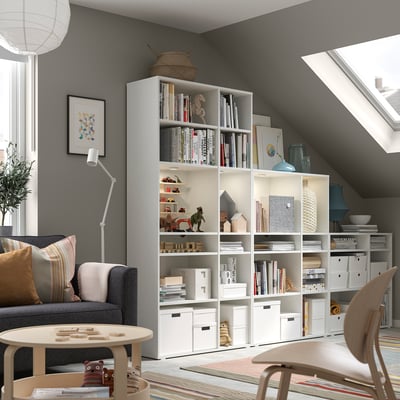 VIHALS Shelving combination, white, 112 5/8x14 5/8x78 3/4 "