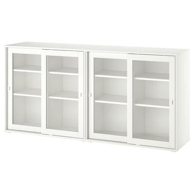 VIHALS Storage combination w/glass doors, white/clear glass, 74 3/4x14 5/8x35 3/8 "
