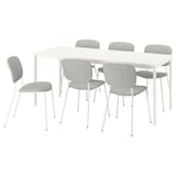 VIHALS / VIHALS Table and 6 chairs, white/white Tibbleby beige-grey, 47 1/4/70 7/8x29 1/8 "