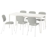 VIHALS / VIHALS Table and 6 chairs, white white/white Tibbleby beige-grey, 70 7/8x29 1/8 "