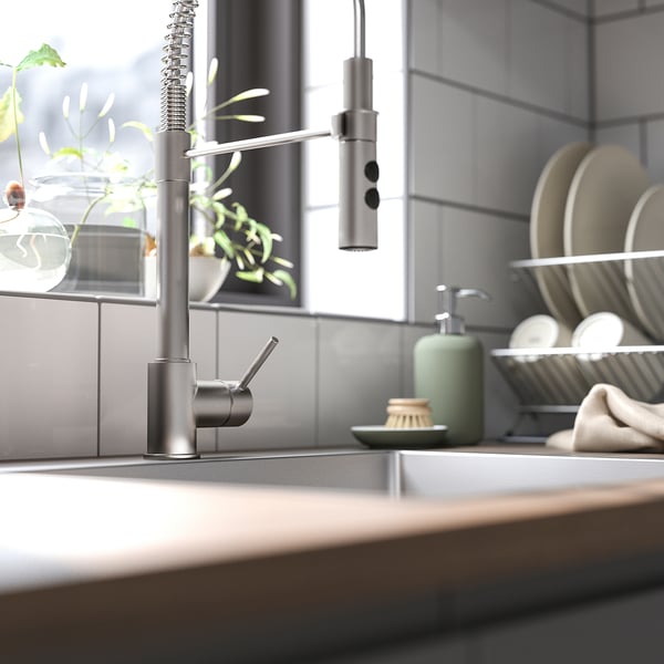 VIMMERN Kitchen faucet with handspray, stainless steel color