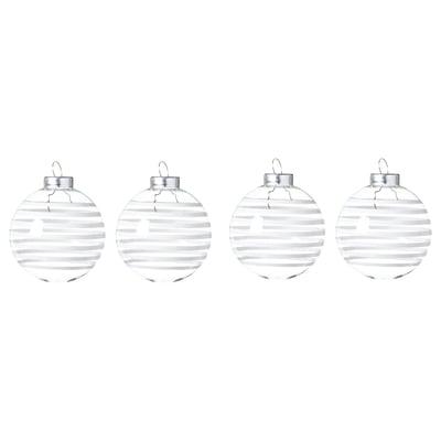 VINTERFINT Tree ornament, bauble clear glass/white, 2 ¼ "