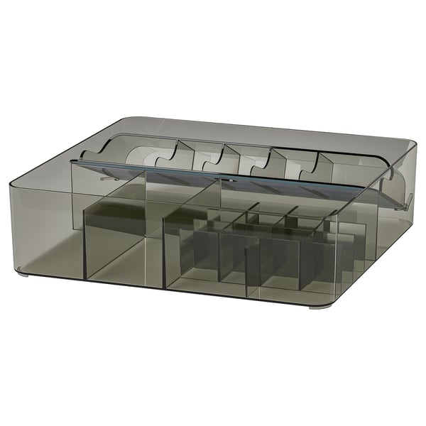 VISSLAÅN box with compartments, gray, 32x31x9 cm (12 ¾x12 ¼x3 ¼) - IKEA CA