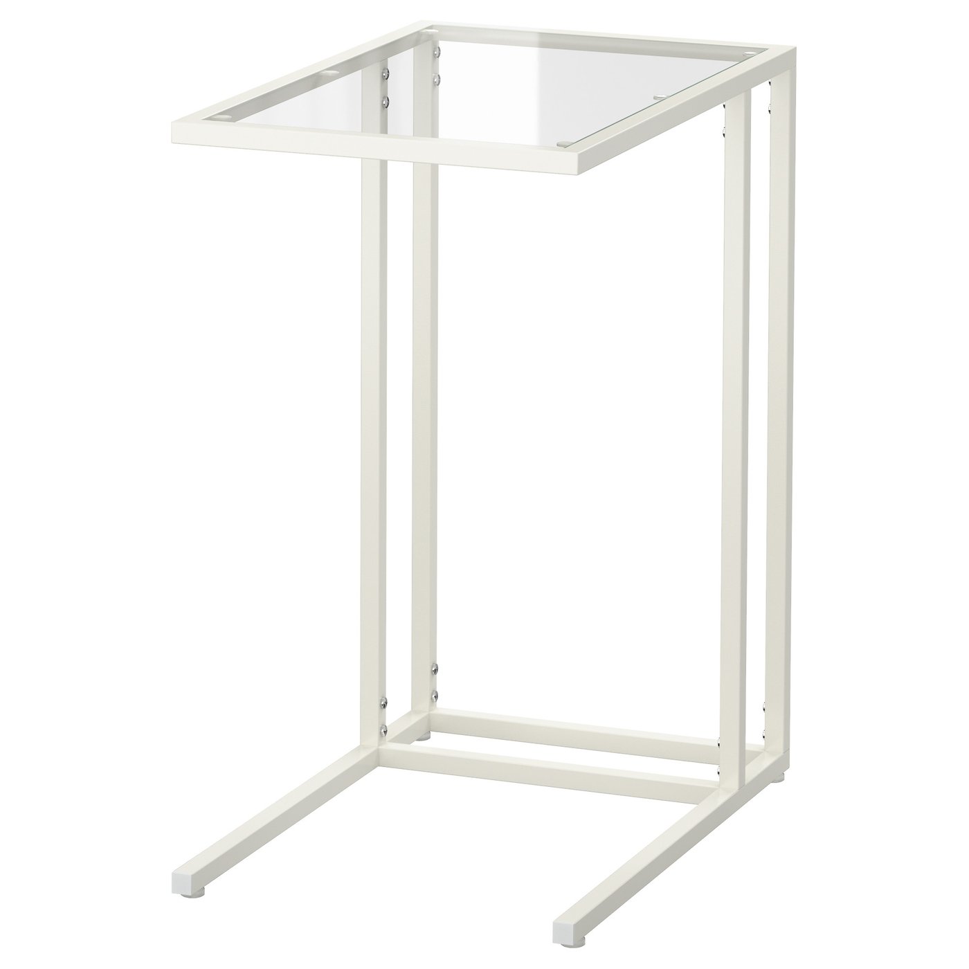 VITTSJÖ laptop stand, white/glass, 35x65 cm (133/4x255/8