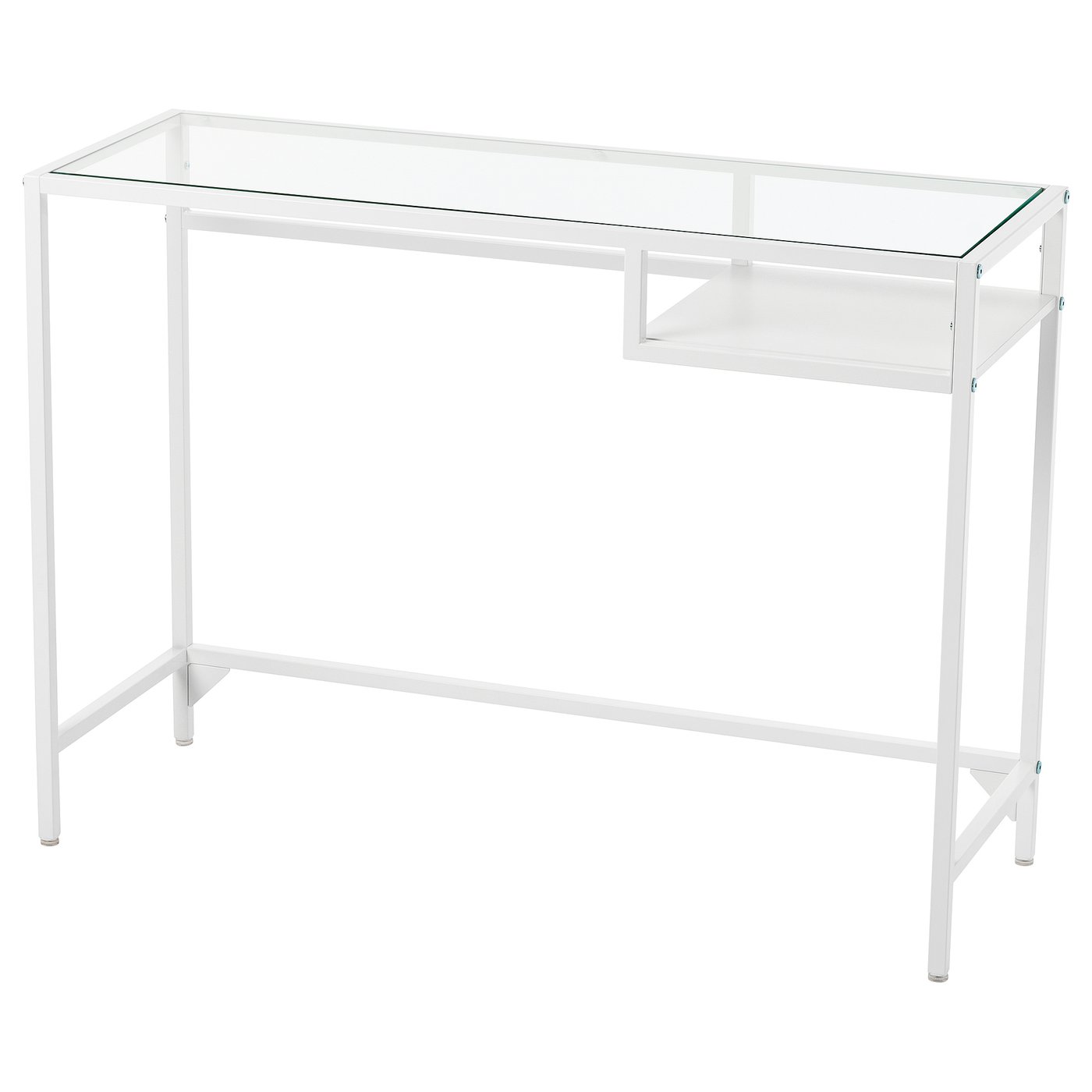 VITTSJÖ Laptop table - white/glass 100x36 cm (39 3/8x14 1/8 ")