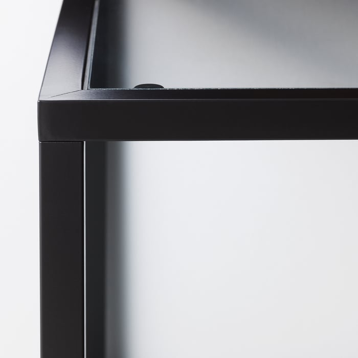 VITTSJÖ nesting tables, set of 2, blackbrown/glass, 90x50 cm (353